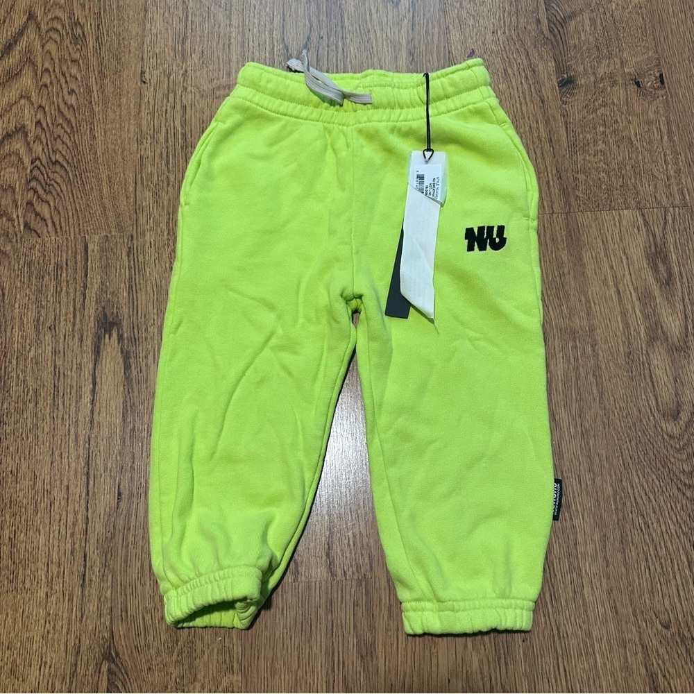 nununu Bright Lime Joggers  Kid size 18-24 months NWT elastic waist